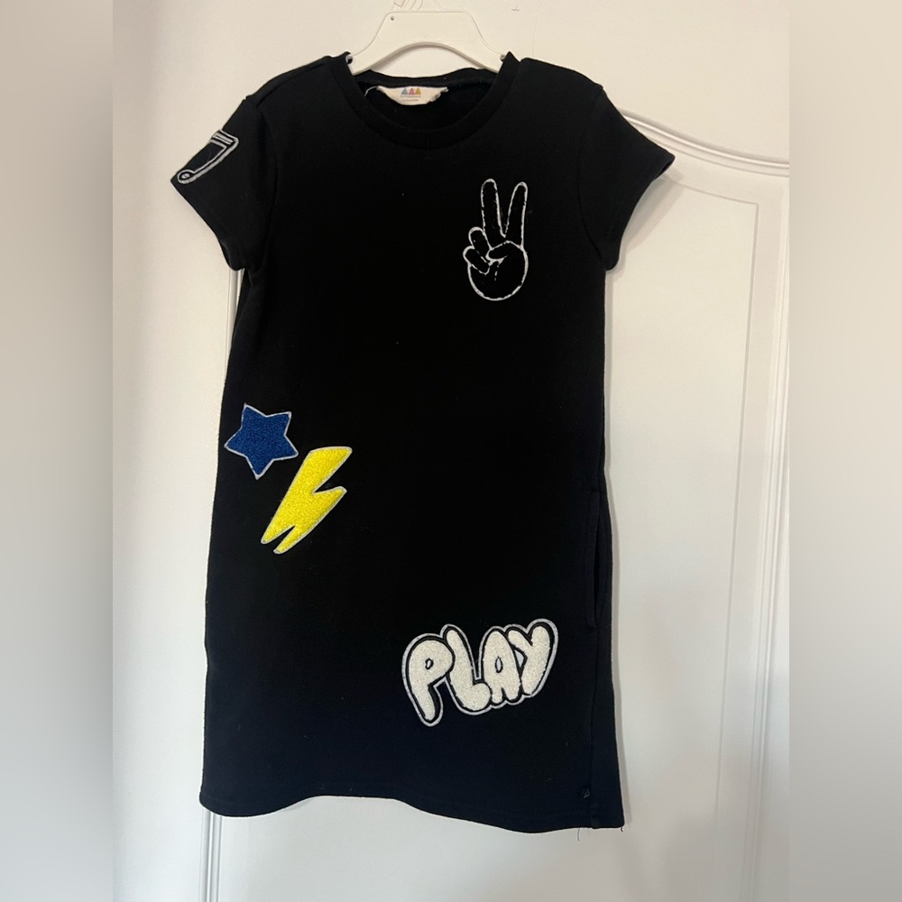 Black Dress with Playful Patches